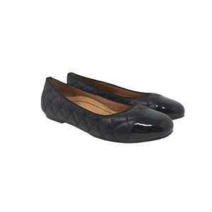 Vionic Black Quilted Cap Toe Leather Ballet Shoes